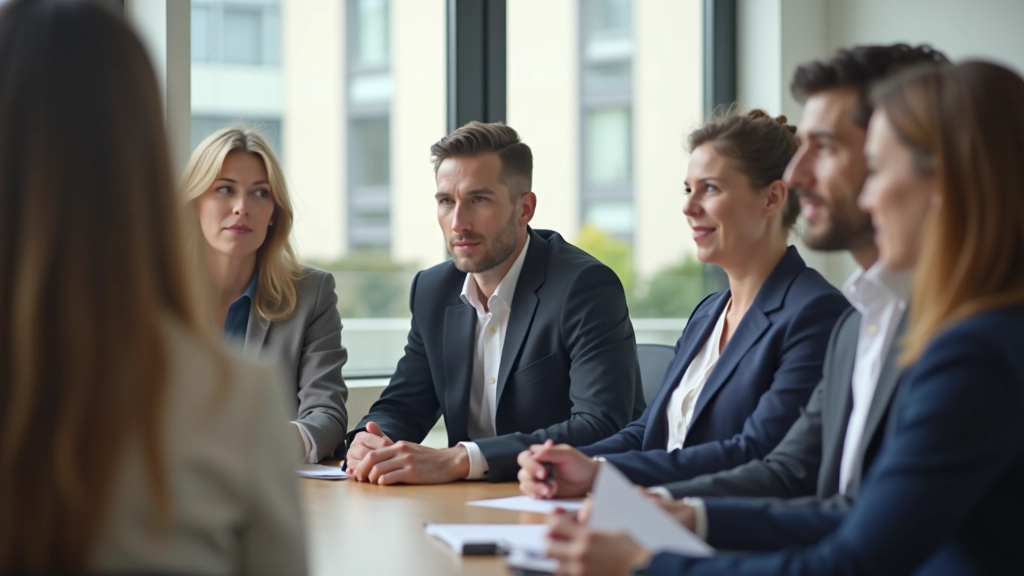 Team in vergadering, open communicatie, diverse groep luistert aandachtig naar elkaar