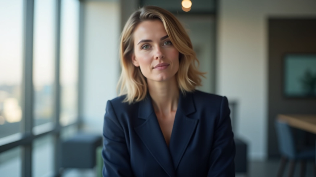 Professional vrouw in kantoor, actief luisterend met oogcontact, open lichaamstaal, natuurlijk licht